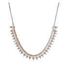 "Bronze and white zircon necklace exudes elegant contrast for a refined finish."
