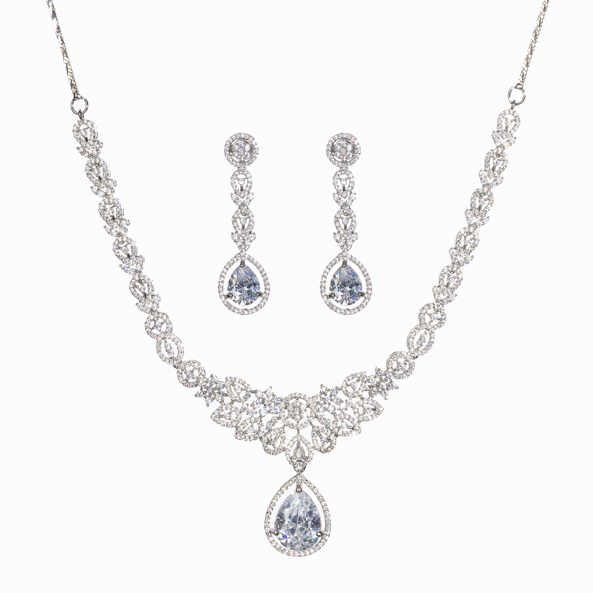 "Zircon necklace sparkles with dazzling brilliance for timeless elegance."
