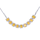 Yellow and white zircon necklace dazzles with vibrant contrast, perfect for party occasions
