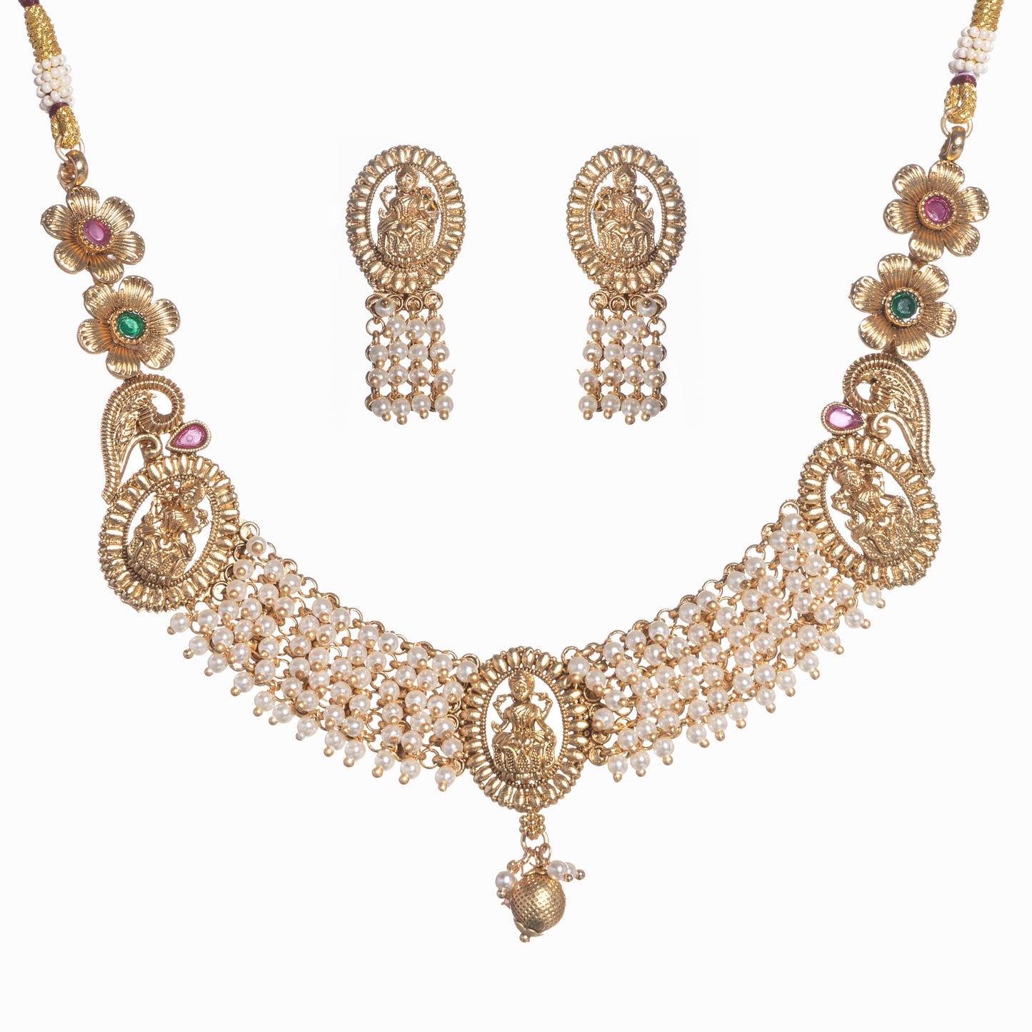 TEMPLE JEWELLEY SET WITH WHITE PEARL