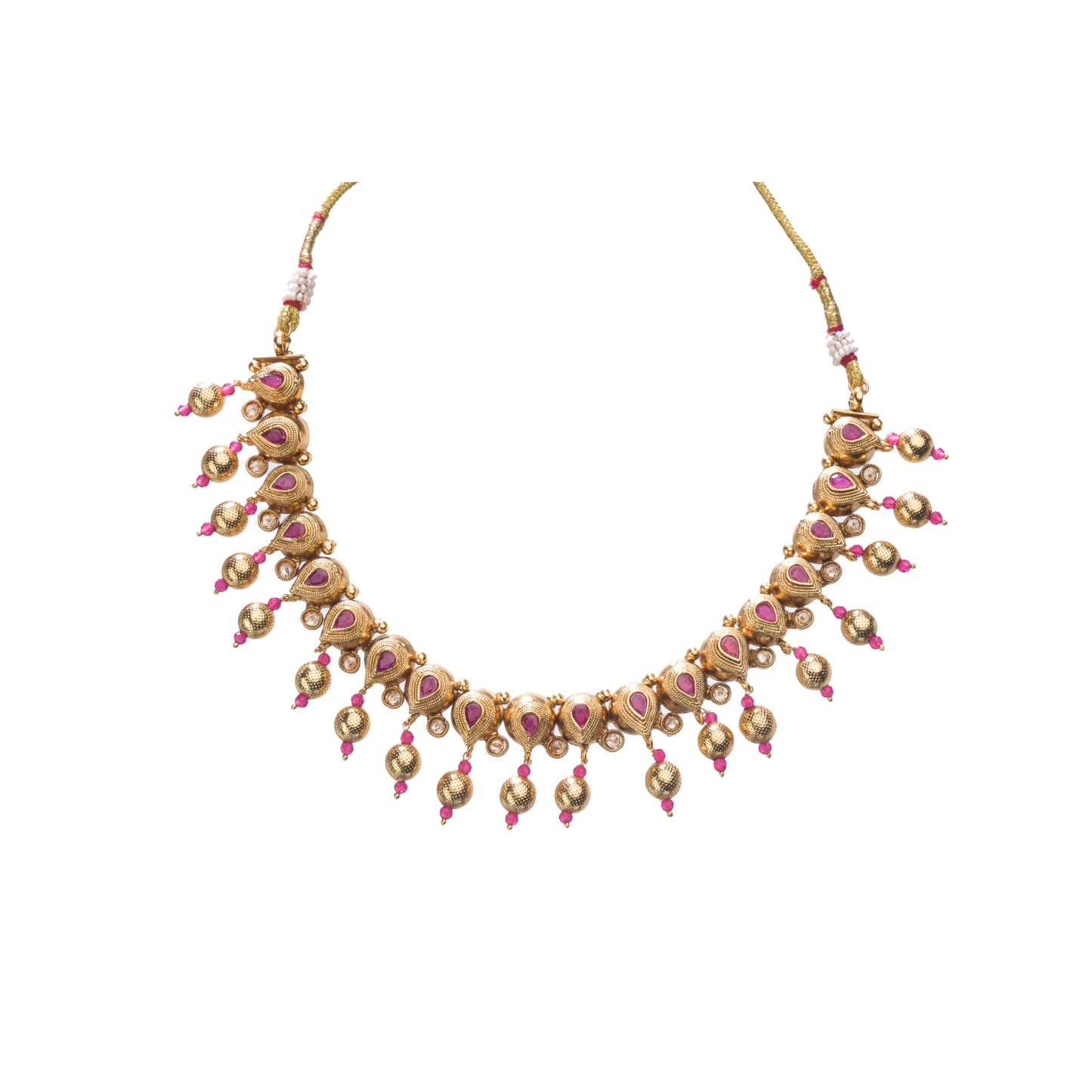 GOLD TONE WITH PINK STONES EXUDES A CHIC, VIBRANT ALLURE.