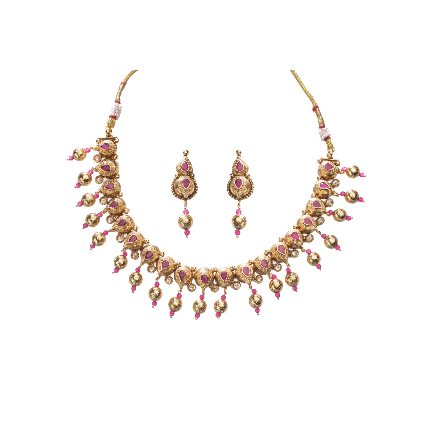 GOLD TONE WITH PINK STONES EXUDES A CHIC, VIBRANT ALLURE.