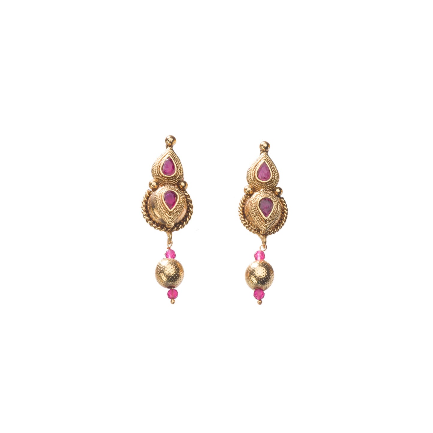 GOLD TONE WITH PINK STONES EXUDES A CHIC, VIBRANT ALLURE.