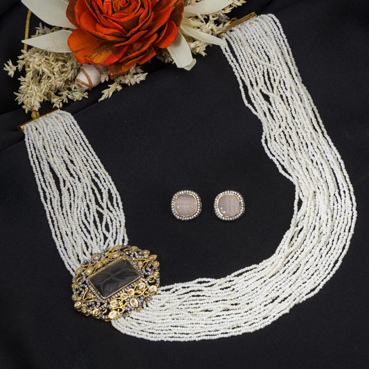 PEARL LONG NECKLACE SET WITH ELEGENT DESIGN