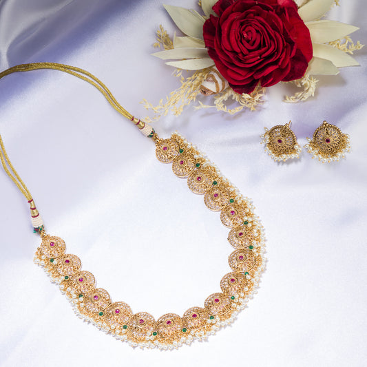 GOLDTONE NECKLACE NECKLACE SET FOR FESTIVE