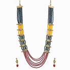 "Multi-color pearl long necklace set for a vibrant and elegant look."
