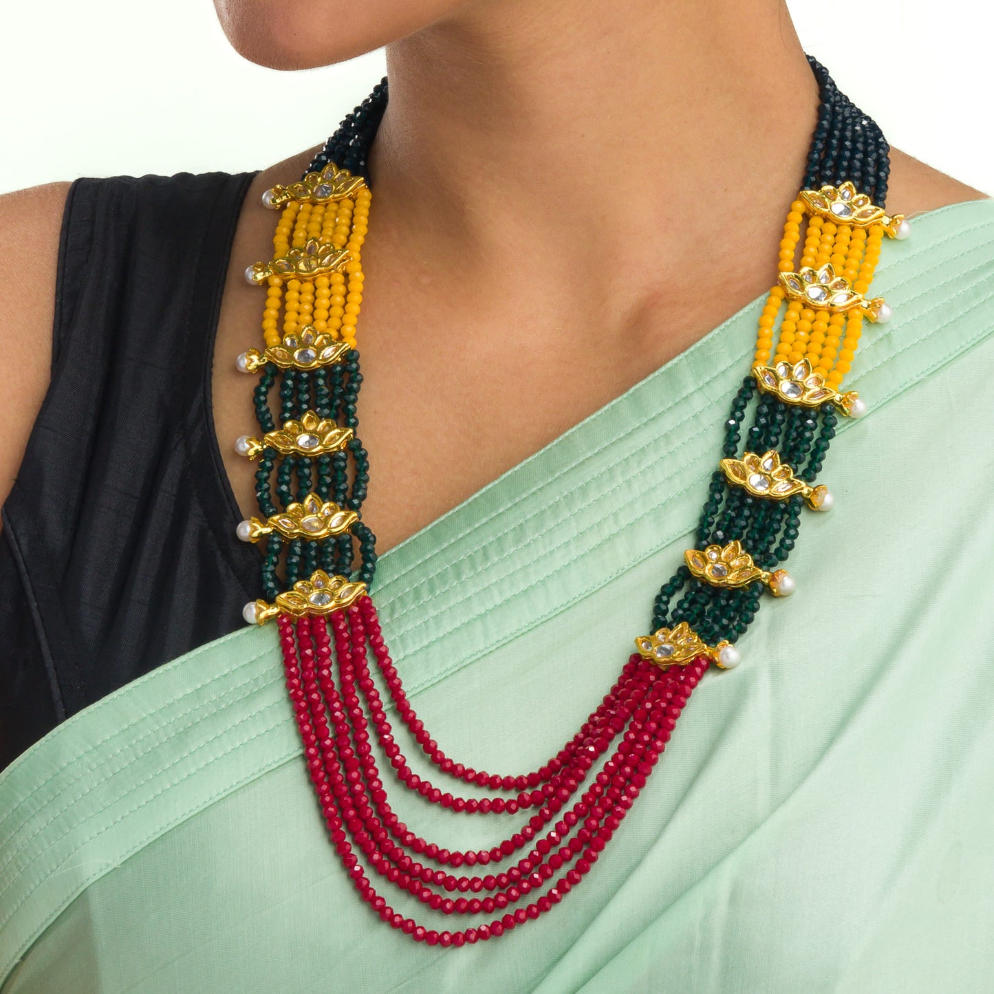 MULTI COLOUR PEARL LONG NECKLACE SET