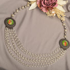 "White pearl layered oxidized necklace exuding vintage sophistication."
