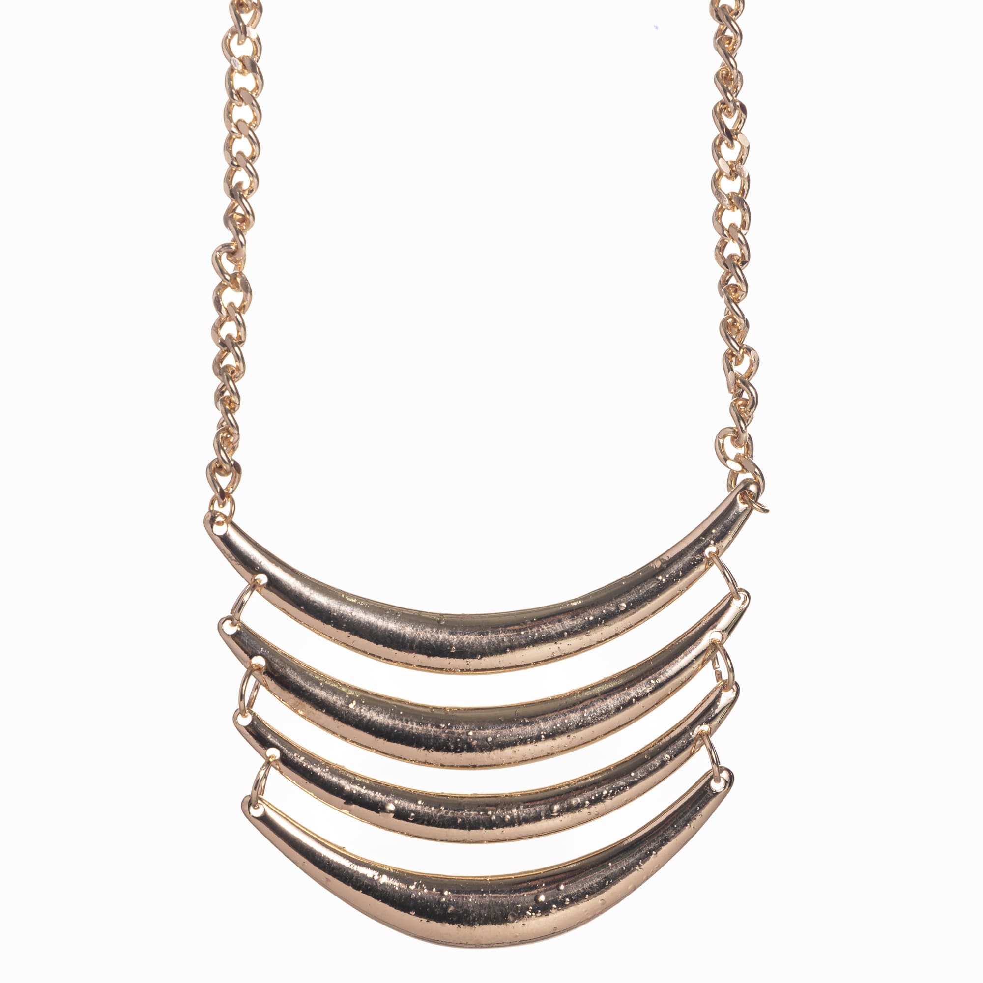 "Trendy gold-tone necklace adds a chic touch to any casual look."
