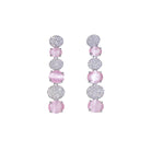 Pink and white zircon stones combine for a vibrant, elegant necklace design.
