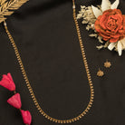 Classic gold-tone long necklace with sleek design for timeless elegance
