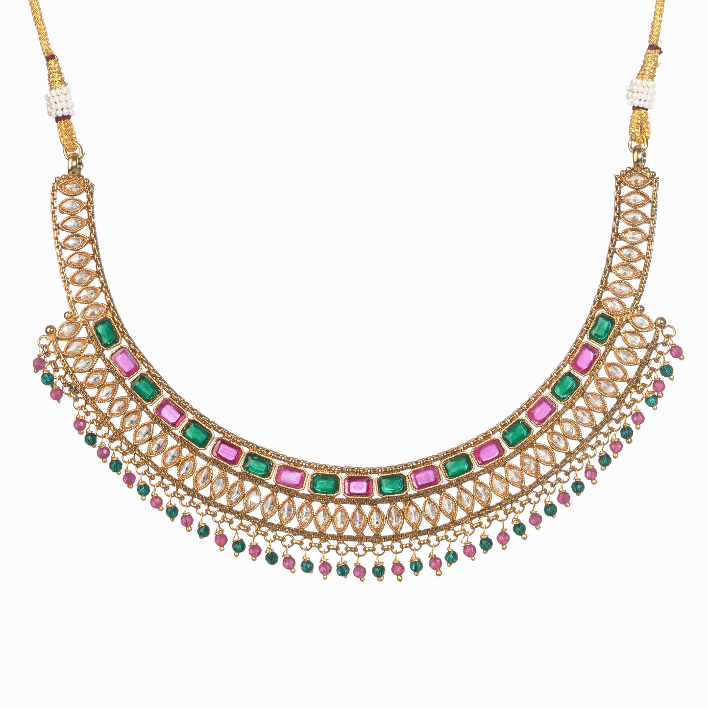 GOLD TONE NECKLACE WITH MULTI COLOUR STONE