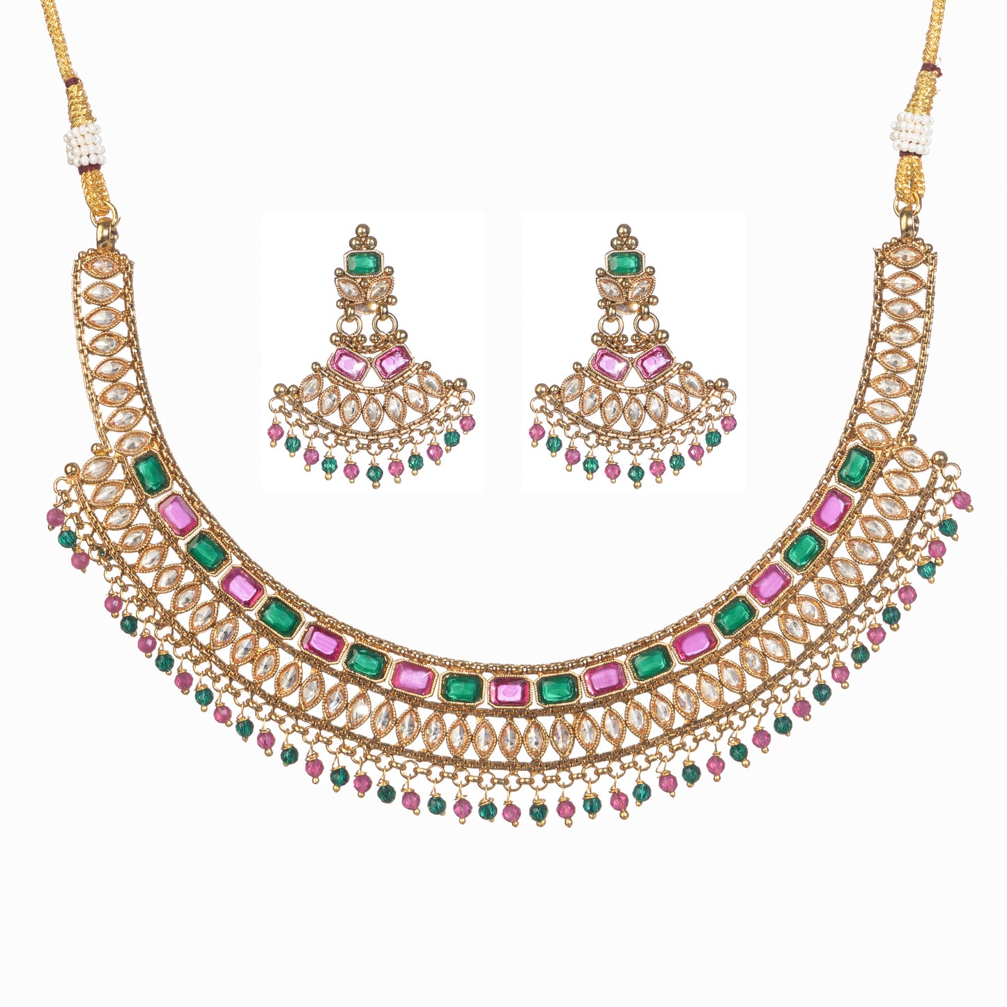 GOLD TONE NECKLACE WITH MULTI COLOUR STONE