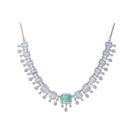 Light green zircon necklace adds a fresh, elegant touch to your festival style.
