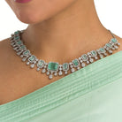 Light green zircon necklace adds a fresh, elegant touch to your festival style.
