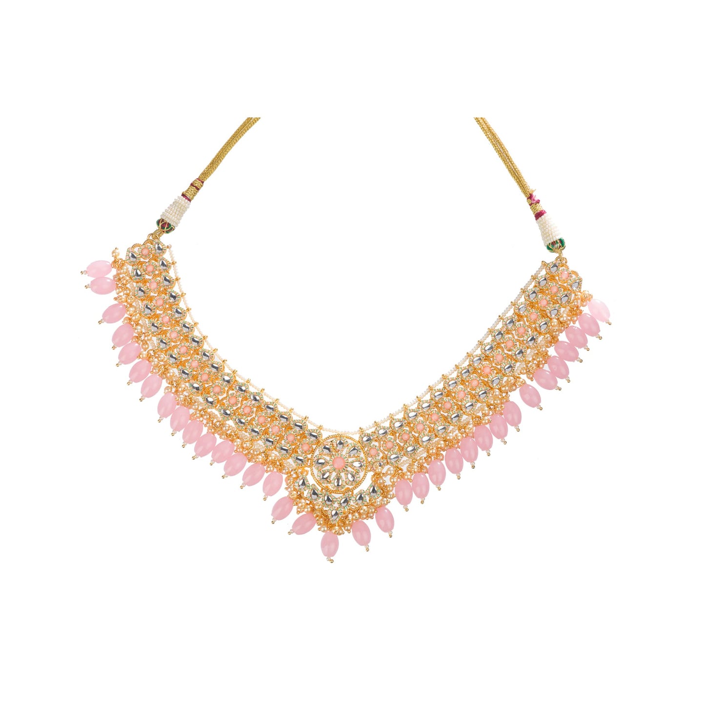 EXQUISITE PINK KUNDAN BRIDAL SET, FEATURING INTRICATE DESIGN AND ELEGANT CRAFTSMANSHIP FOR A STUNNING BRIDAL LOOK.