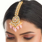 Exquisite pink Kundan bridal set for a stunning, elegant bridal look with intricate design
