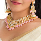 Exquisite pink Kundan bridal set for a stunning, elegant bridal look with intricate design
