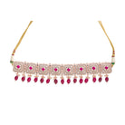 Regal maroon Kundan bridal choker set for a traditional, stunning bridal touch
