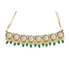 Regal green Kundan bridal choker set for a stunning and traditional bridal look
