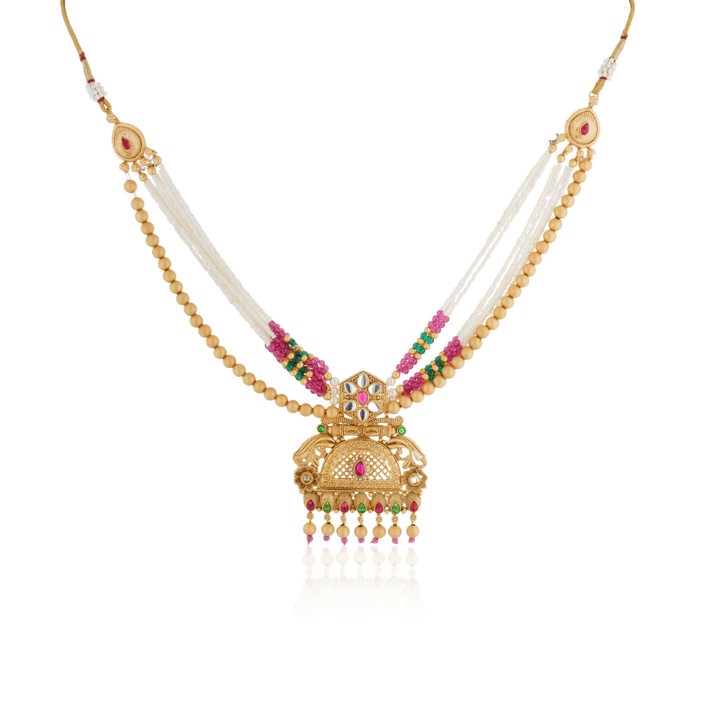 A LONG NECKLACE WITH MULTI-COLOR PEARL BEADS ADDS A VIBRANT AND ELEGANT TOUCH WITH ITS PLAYFUL AND EYE-CATCHING HUES.