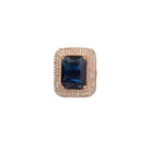 Bold dark blue zircon square ring in rose gold for a modern, sleek, and stylish look
