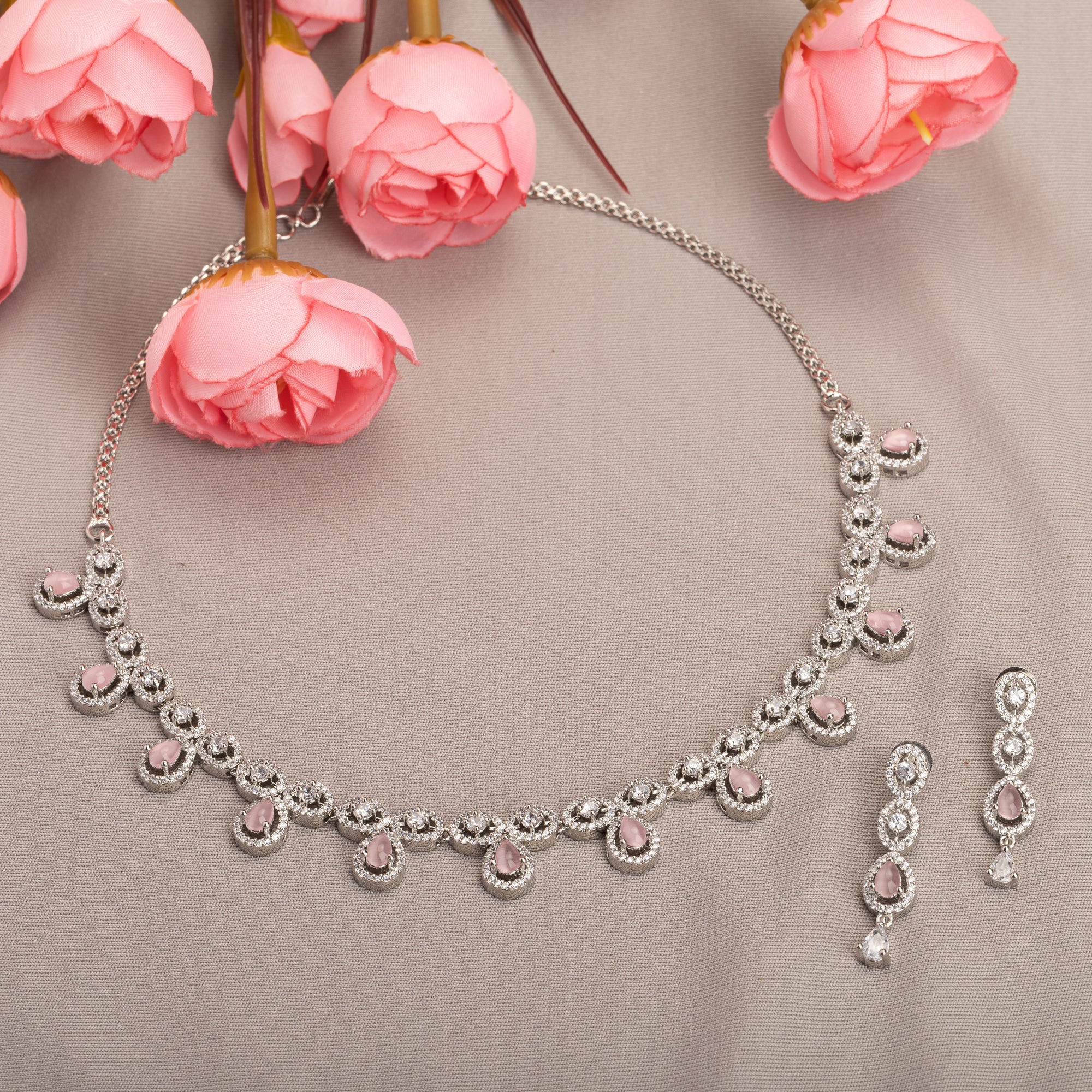 Pink zircon necklace offering vibrant sparkle for a romantic, elegant look
