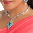 Aqua zircon necklace offering dazzling sparkle with a serene, refreshing hue.
