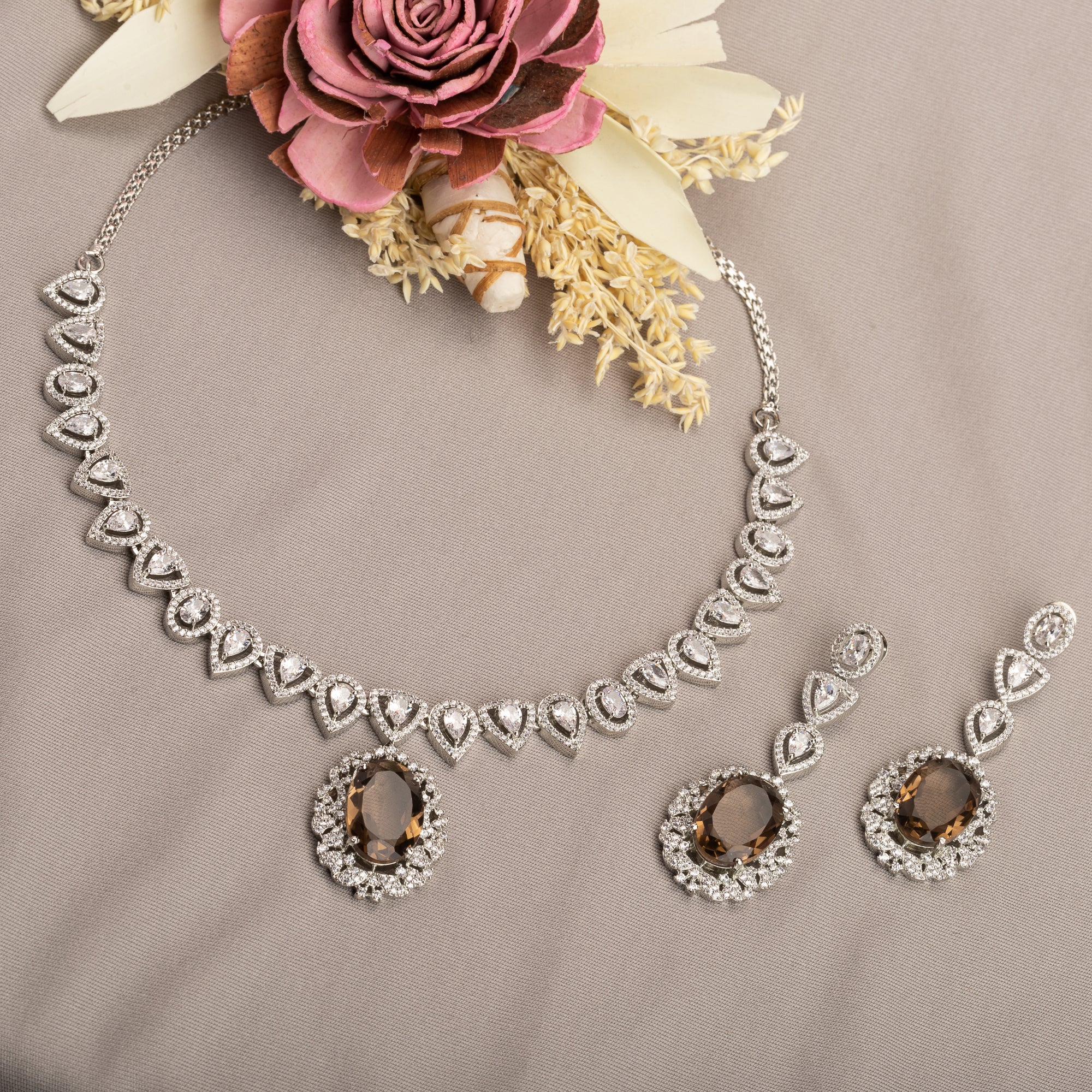 Chocolate zircon necklace with rich sparkle for a chic, sophisticated look
