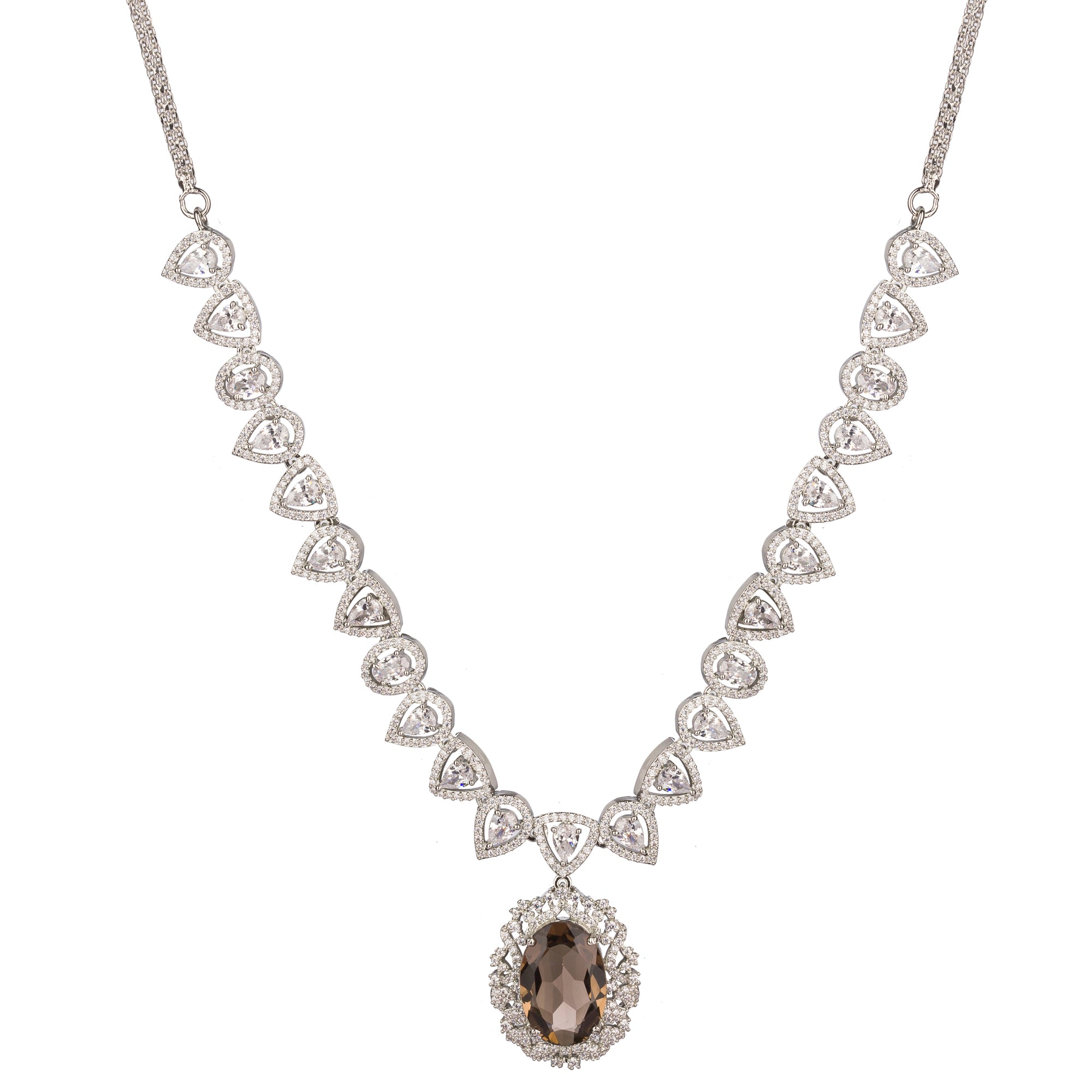 Chocolate zircon necklace with rich sparkle for a chic, sophisticated look
