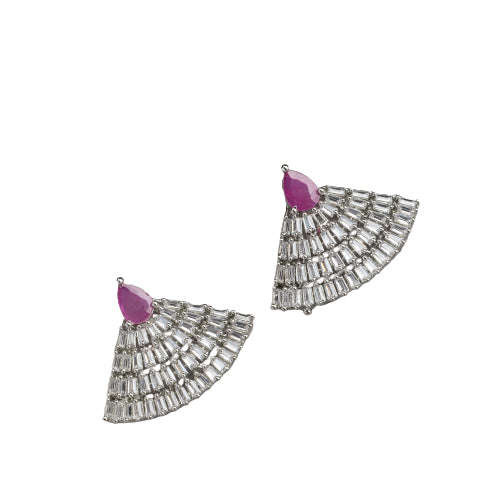 Pink zircon stud earrings offer vibrant color and sparkling elegance for any occasion.
