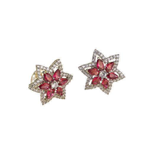 Trendy star-shaped pink zircon studs bring a modern, playful sparkle to your look.
