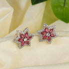 Trendy star-shaped pink zircon studs bring a modern, playful sparkle to your look.
