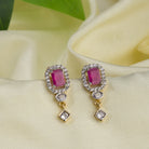 Elegant pink zircon stud earrings, perfect for daily wear and festive occasions
