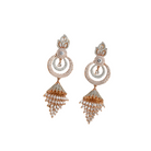 Sparkling zircon dangler earrings in rose gold, perfect for party elegance.
