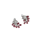 "Peacock-shaped pink zircon studs combine vibrant color with unique, elegant charm."
