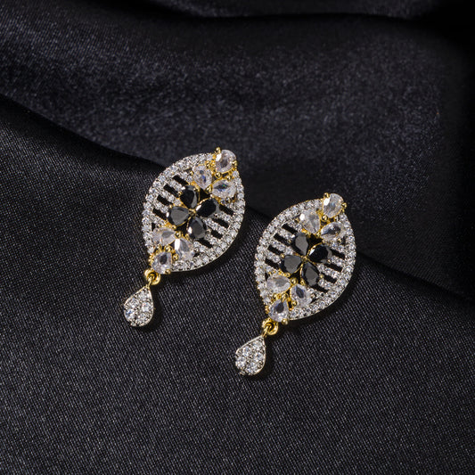 ZIRCON EARRINGS WITH A GOLDEN TOUCH BLEND SPARKLING BRILLIANCE WITH A WARM, LUXURIOUS FINISH.