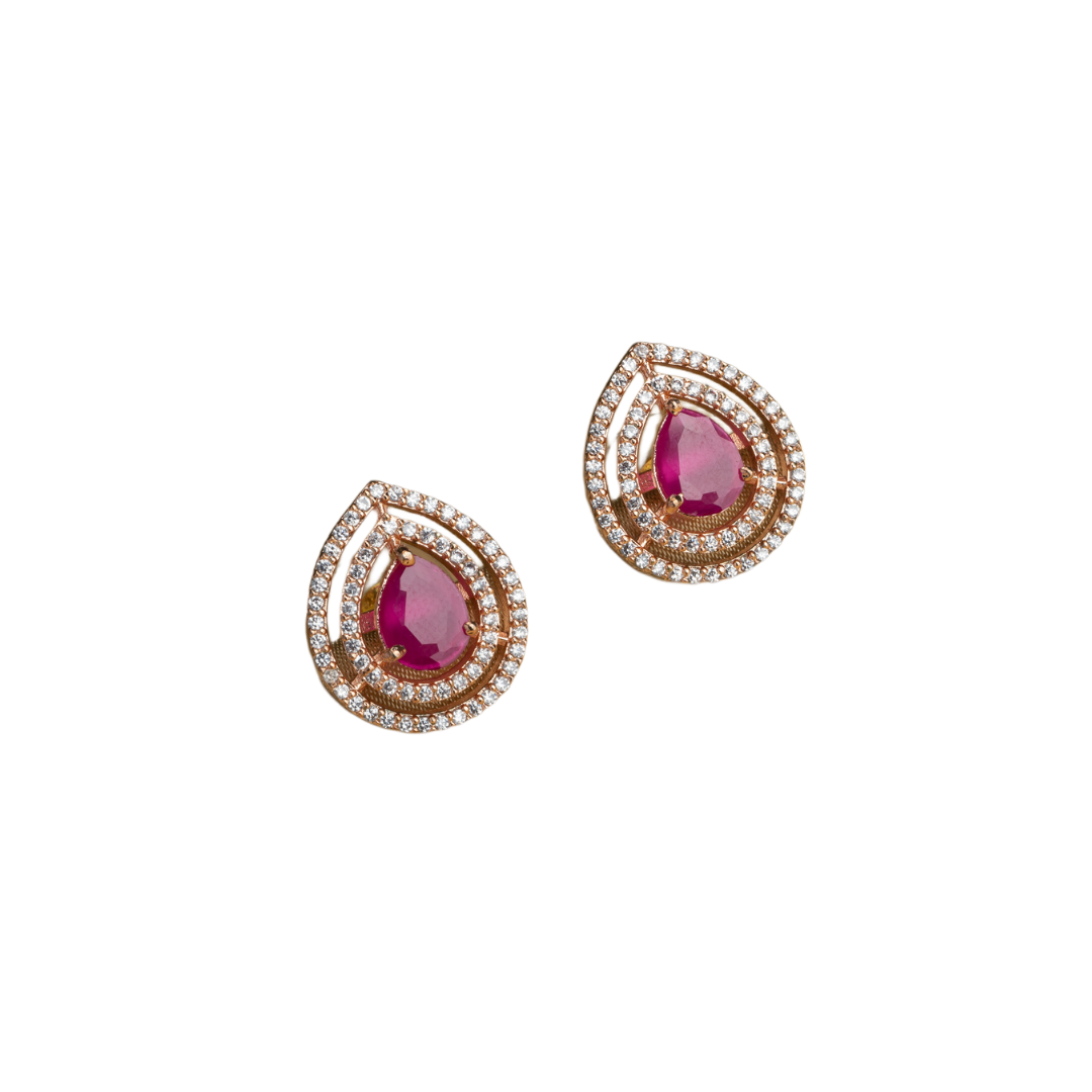 Pink zircon earrings offering vibrant elegance with a sparkling, romantic touch.
