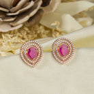 Pink zircon earrings offering vibrant elegance with a sparkling, romantic touch.
