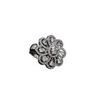 Silver floral zircon finger ring combines timeless beauty with sparkling brilliance.
