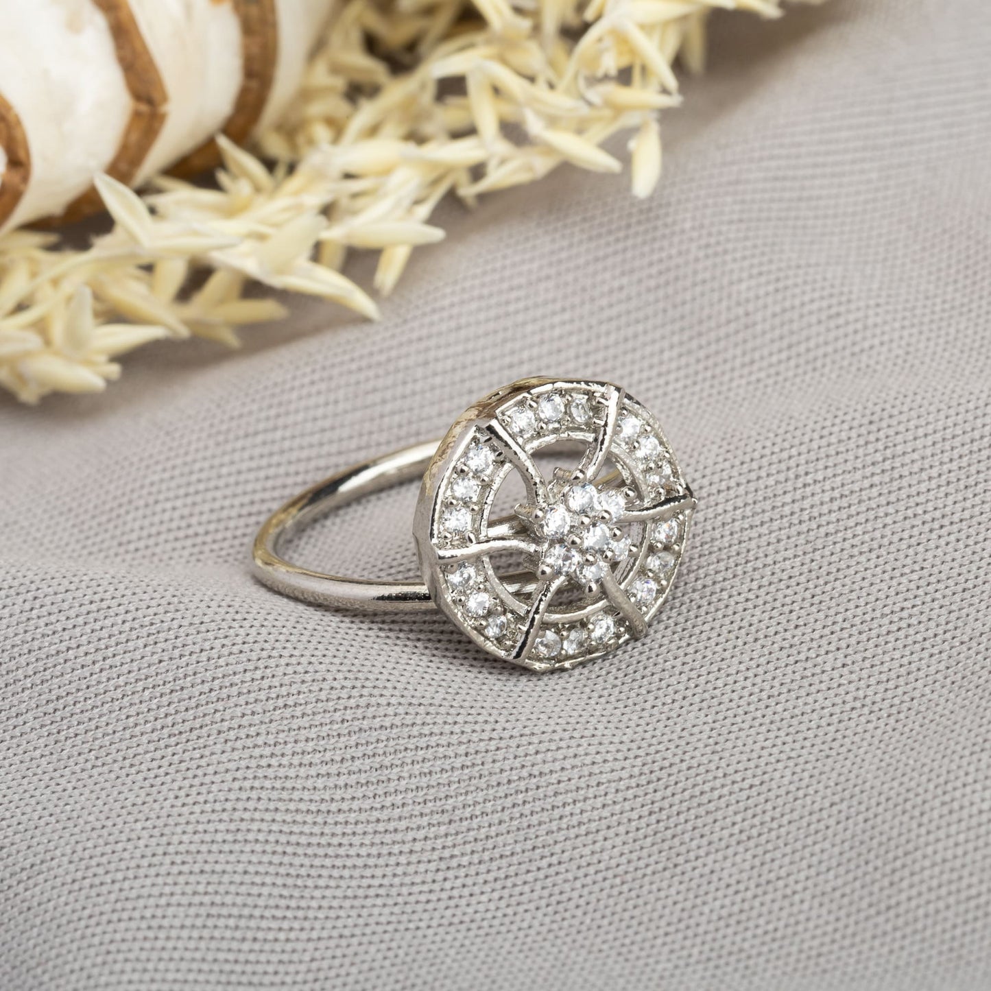 ZIRCON STONES STUDDED FINGER RING