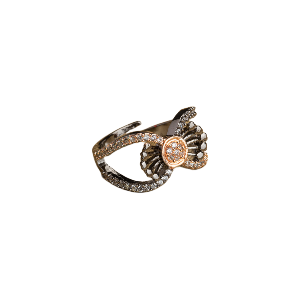 Black zircon finger ring in silver offers a sleek, versatile design for casual elegance.
