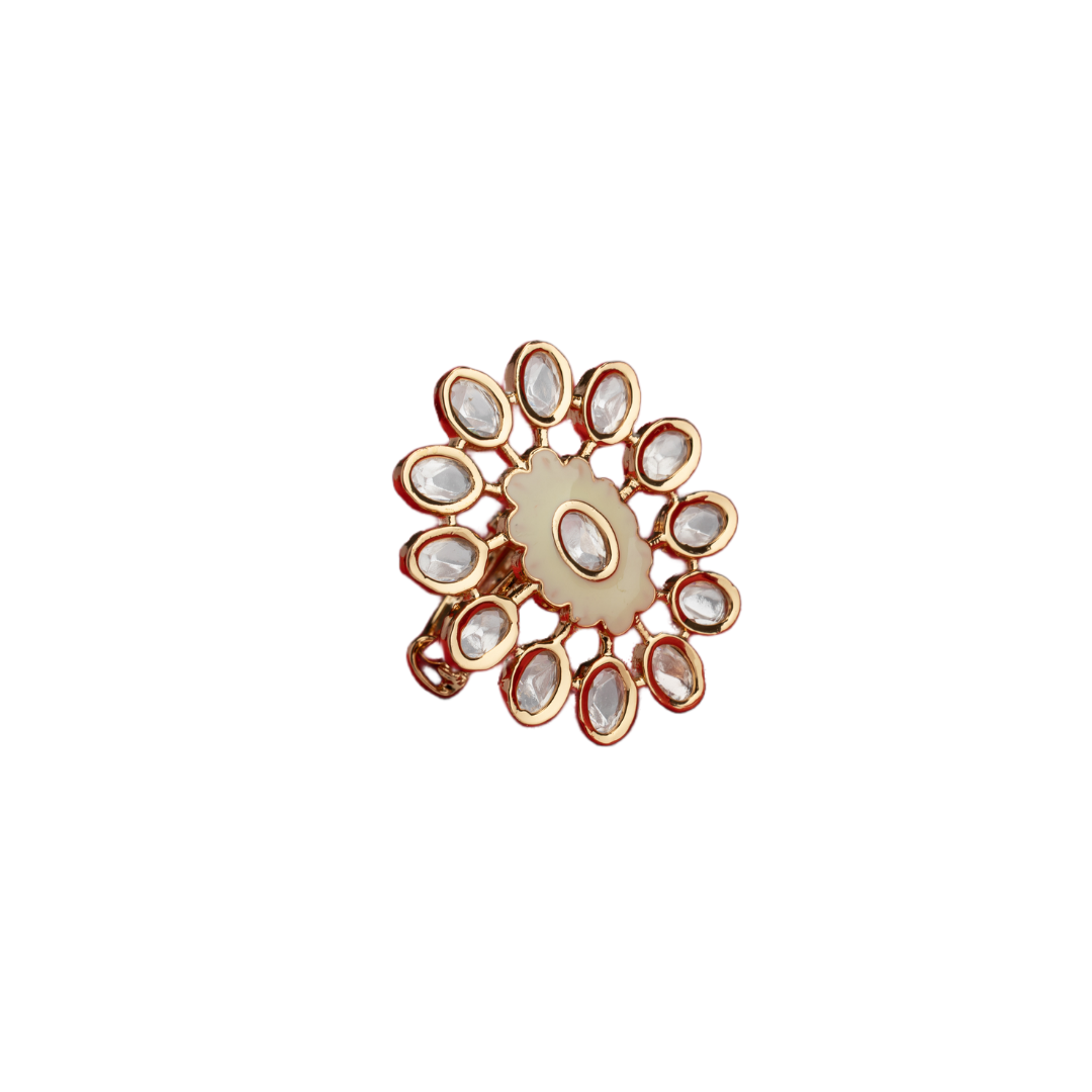 Golden zircon finger ring adds a touch of timeless elegance with its sparkling brilliance.
