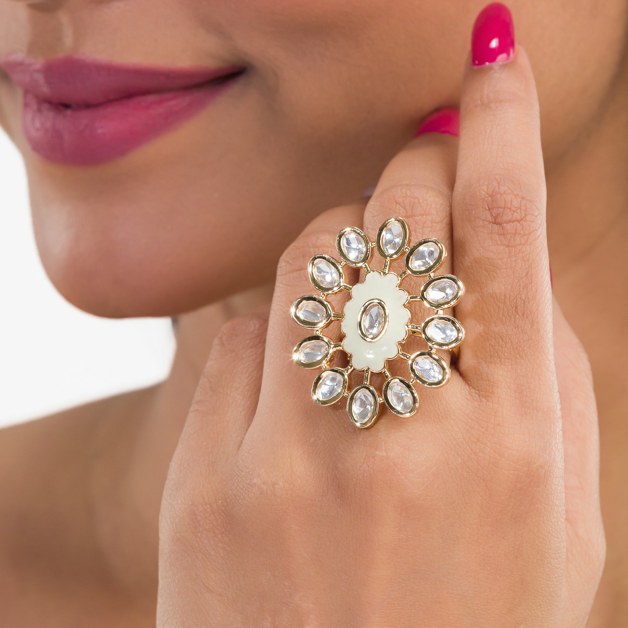 Golden zircon finger ring adds a touch of timeless elegance with its sparkling brilliance.
