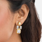 Golden polish zircon necklace set with matching earrings for a luxurious, elegant look.
