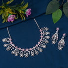 Orchid zircon short necklace set radiating elegance and charm, ideal for special occasions.
