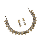 Black polished necklace set with golden and white zircon stones for an elegant and striking contrast.
