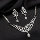 Sparkling silver zircon pendant set with earrings, adding a touch of luxury to any outfit.
