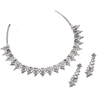 Dazzling zircon-studded silver necklace set with a refined design for parties.
