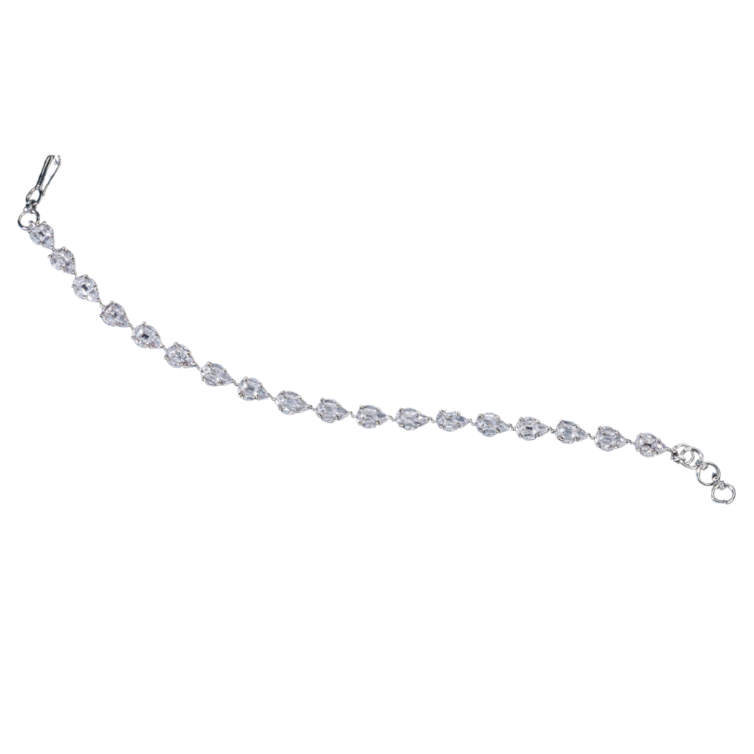 Silver zircon-studded chain bracelet, perfect for adding shimmer to your party wear.
